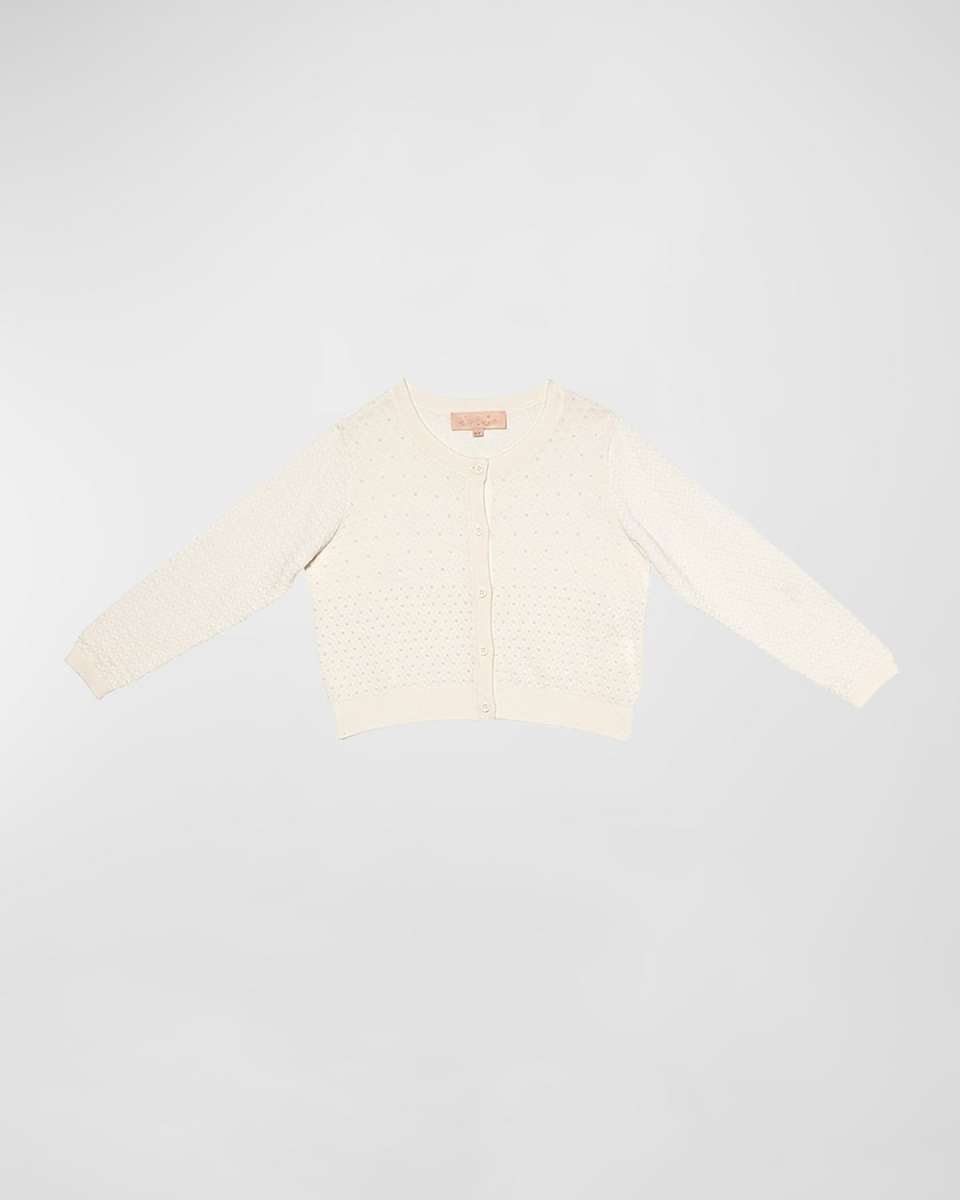 Girl's Faux Pearl Cardigan, Size 2-11